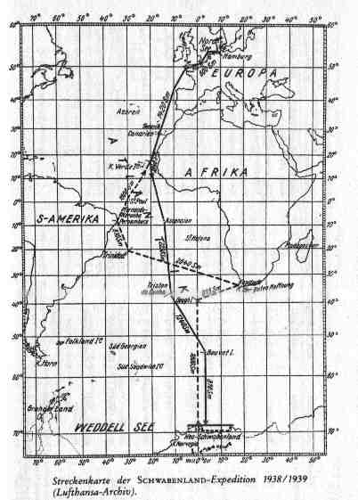 Wegkarte der Antarktis Expedition